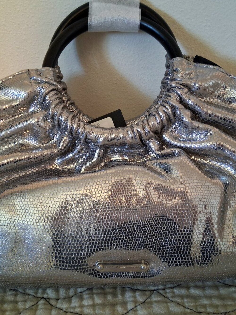 ✨ NWT Rebecca Minkoff Madeleine Mini Leather Handheld Bag – Silver ✨